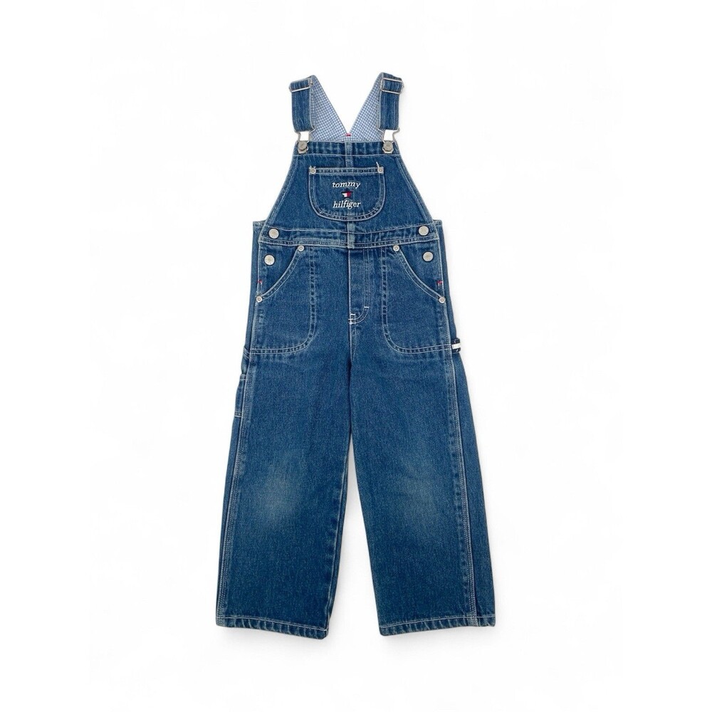VTG Tommy Hilfiger Y2K Spellout Logo 00s Overalls Carpenter Stitch Size 4